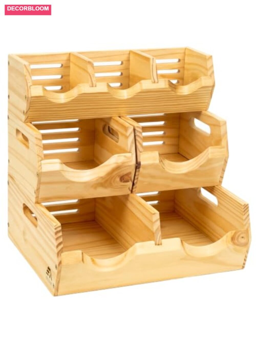 Wood Storage Bin 3-Tier Stackable Ventilated Potato Onion Organizer Pantry